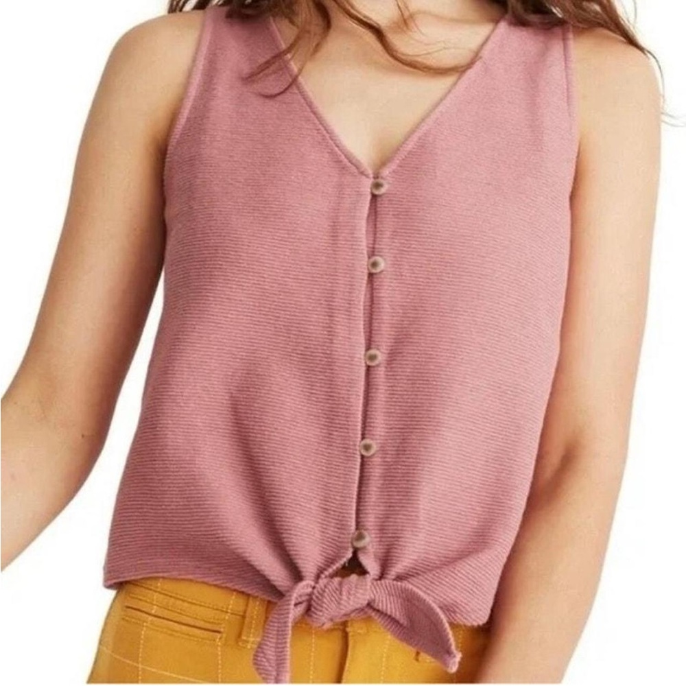 Madewell Texture and Thread Pink Tie-Front Tank Top